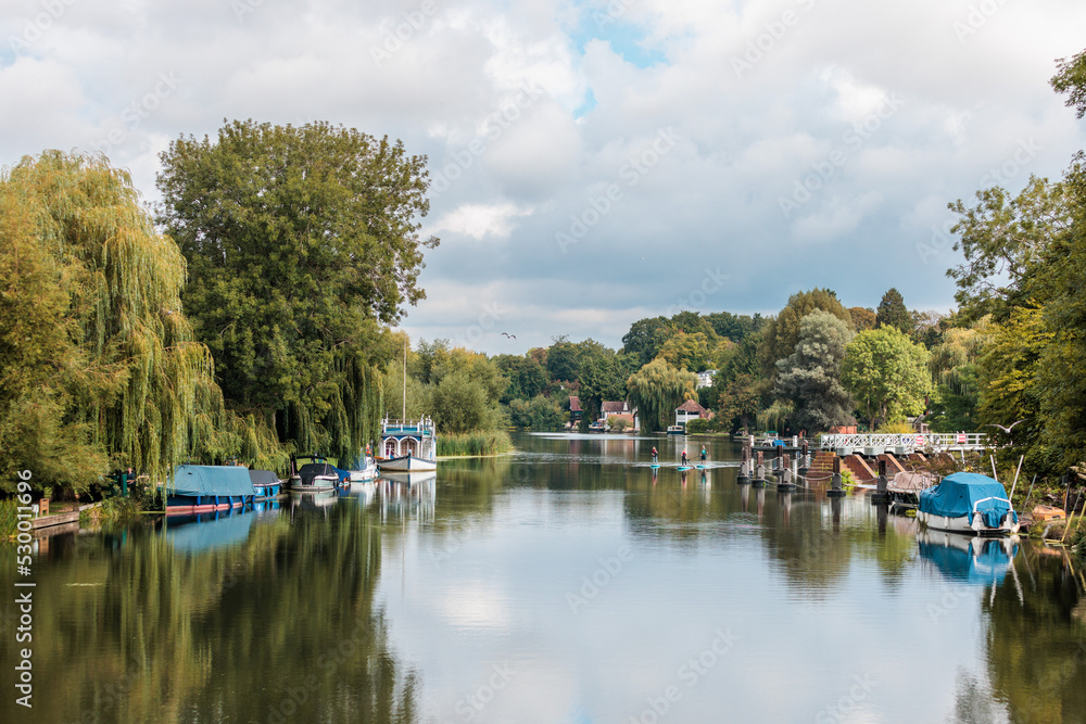 Amazing river view of Goring and Streatley, village town near Reading, England