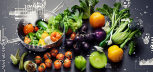 食品とデータイメージ 栄養学 フードロス