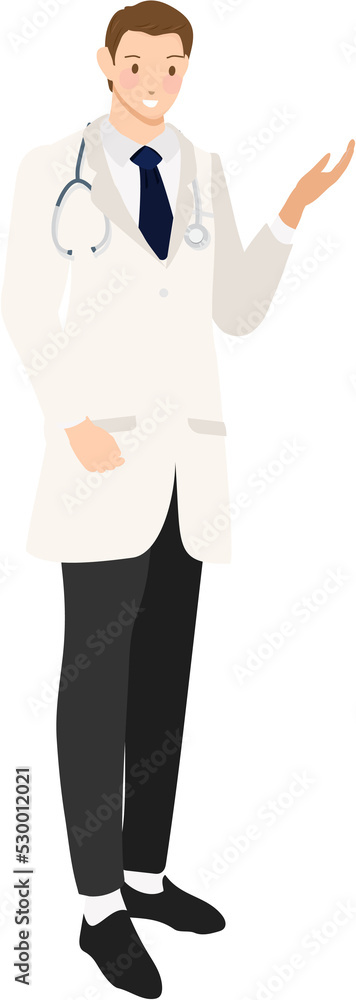 young happy doctors couple cartoon flat style on white background isolated young happy doctors couple cartoon flat style on white background isolated