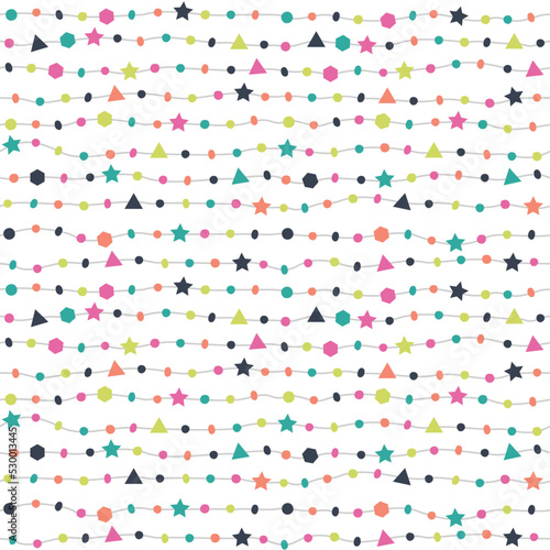 Seamless pattern with hand drawn ethnic beads strung