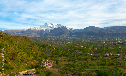 Erciyes Mount with height of 3,864 metres is the highest mountain in Cappadocia and central Anatolia. It is a volcano. photo