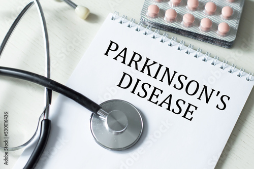 Medical form on a table, diagnosis parkinson's disease photo