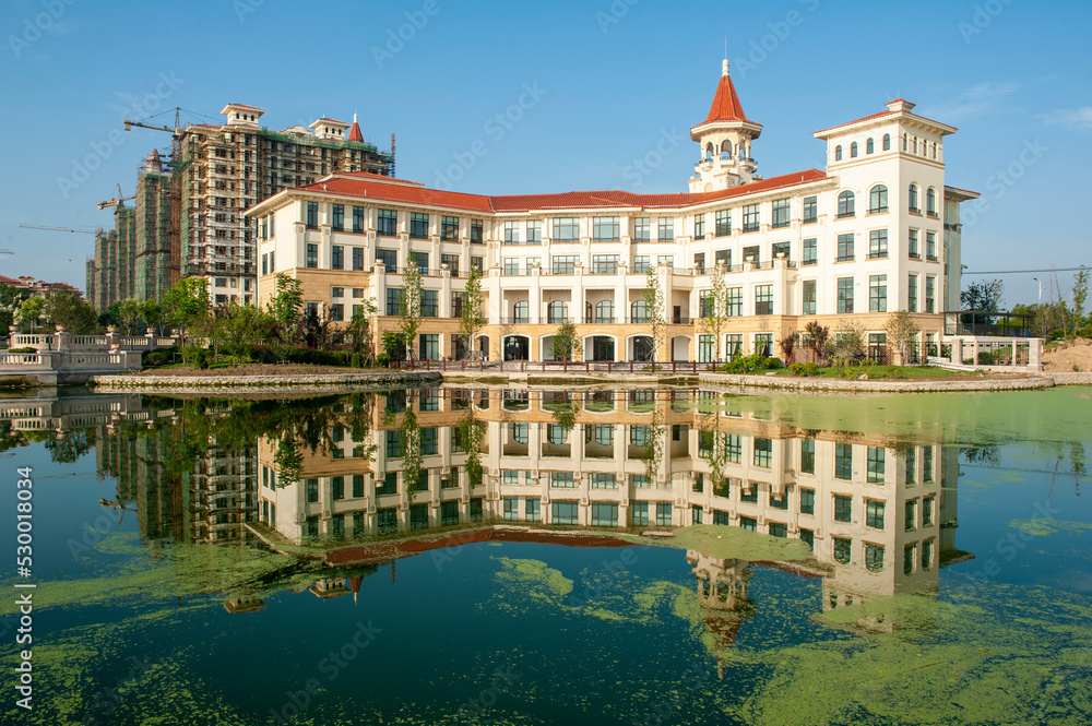 Naklejka premium Chinese living quarters, residential buildings.