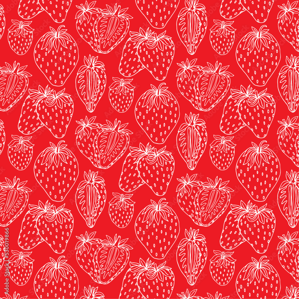 Seamless pattern with silhouette of strawberries Seamless pattern with silhouette of strawberries