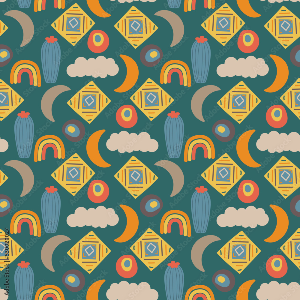 Fototapeta premium colorful ornament with cactuses