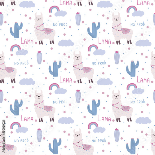 seamless pattern with alpaca 