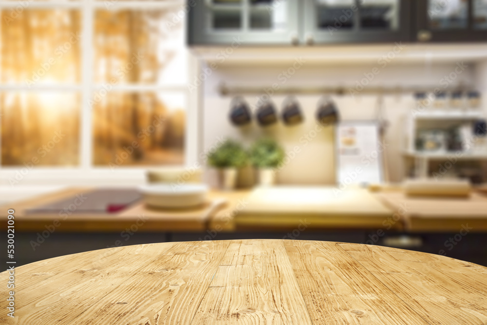 Desk of free space and kitchen interior. Desk of free space and kitchen interior.