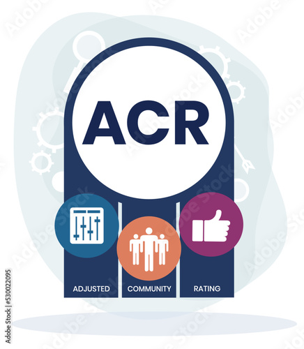 ACR - Adjusted Community Rating acronym. business concept background. illustration for website banner, marketing materials, business presentation, online advertising.