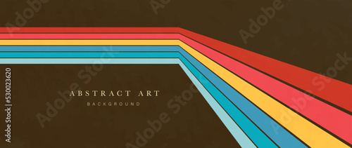 Abstract simple 70s background vector. Vintage retro style wallpaper with lines, colorful stripes, rainbow. 1970 color illustration design suitable for poster, banner, decorative, wall art.
