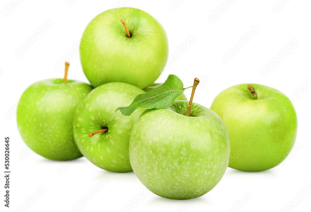 heap of green apples on a white isolated background heap of green apples on a white isolated background