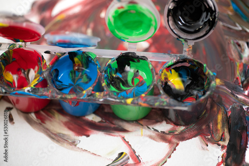 Mixed colors in containers, hand painting