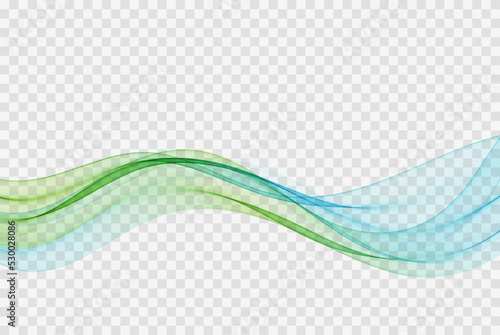 Flow of transparent abstract wave blue and green color. Design element