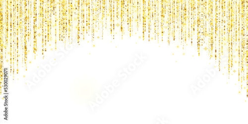Yellow gold glitter decoration garland arc on white background. Vector