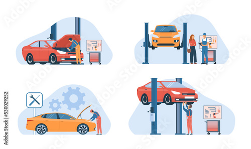 Car service concept set. Vector illustration.