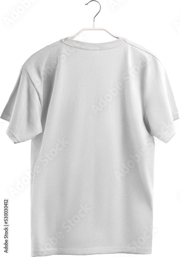 White t-shirt mockup, png, oversized clothes on a hanger, isolated.