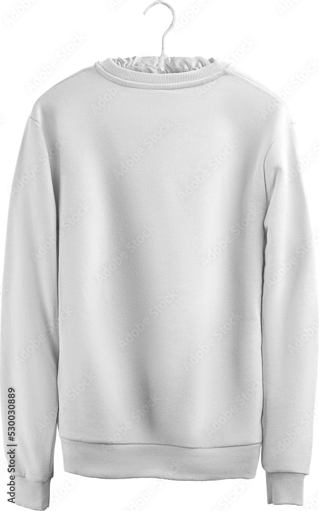 White sweatshirt mockup, png, universal pullover on a hanger, isolated. White sweatshirt mockup, png, universal pullover on a hanger, isolated.