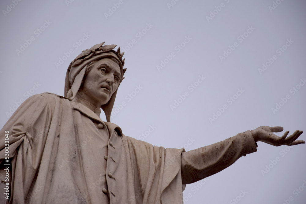 Marble monument of Dante located in Naples in
