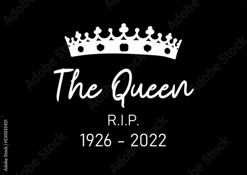 The queen's rest in peace poster.  Hand drawn vector illustration for poster, banner design