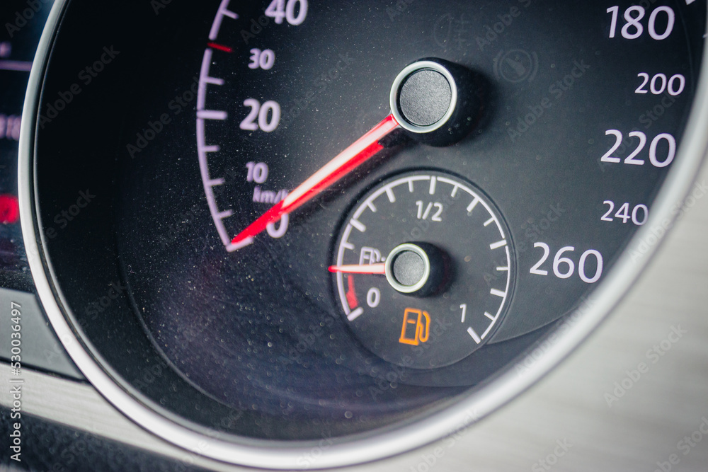 speedometer of a car with lack of gas speedometer of a car with lack of gas