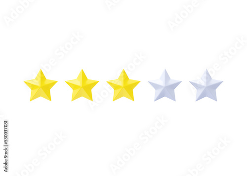 Fototapeta Naklejka Na Ścianę i Meble -  Review 3d render icon - customer positive rate, yellow and gray satisfaction award illustration