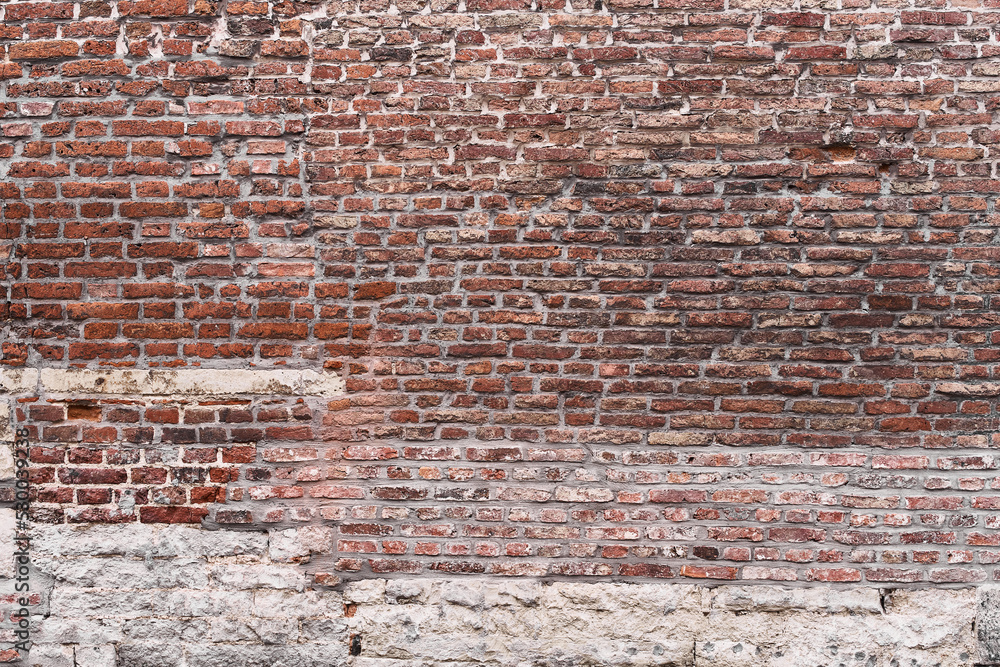 Naklejka premium Decay brick wall surface background