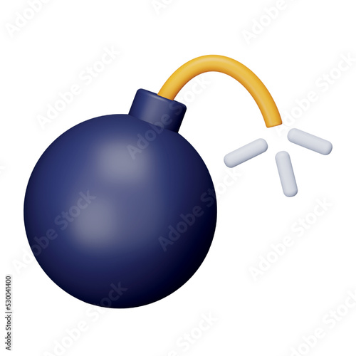 Bomb 3d rendering isometric icon.