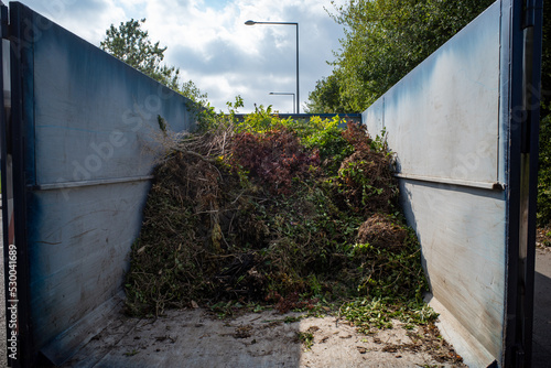 Copenhagen, Denmark A container filled with garden waste.