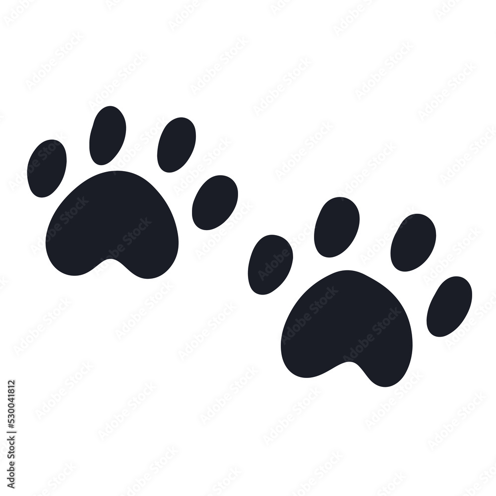 Pawprint. Paw print. Trace animal. Paw print cat, dog, lion, tiger, bear. Vector hand drawn icon illustration on a white background. Pawprint. Paw print. Trace animal. Paw print cat, dog, lion, tiger, bear. Vector hand drawn icon illustration on a white background.