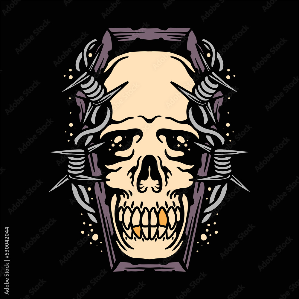 Fototapeta premium skull tattoo illustration vector design