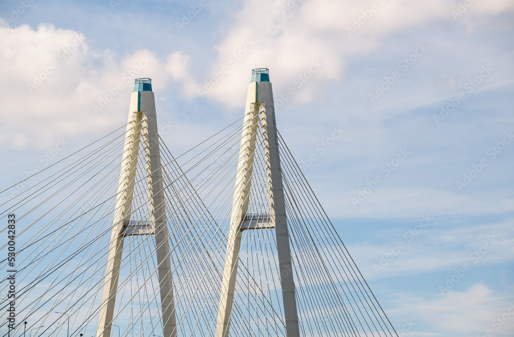 Fototapeta premium Cable-stayed bridge against the sky