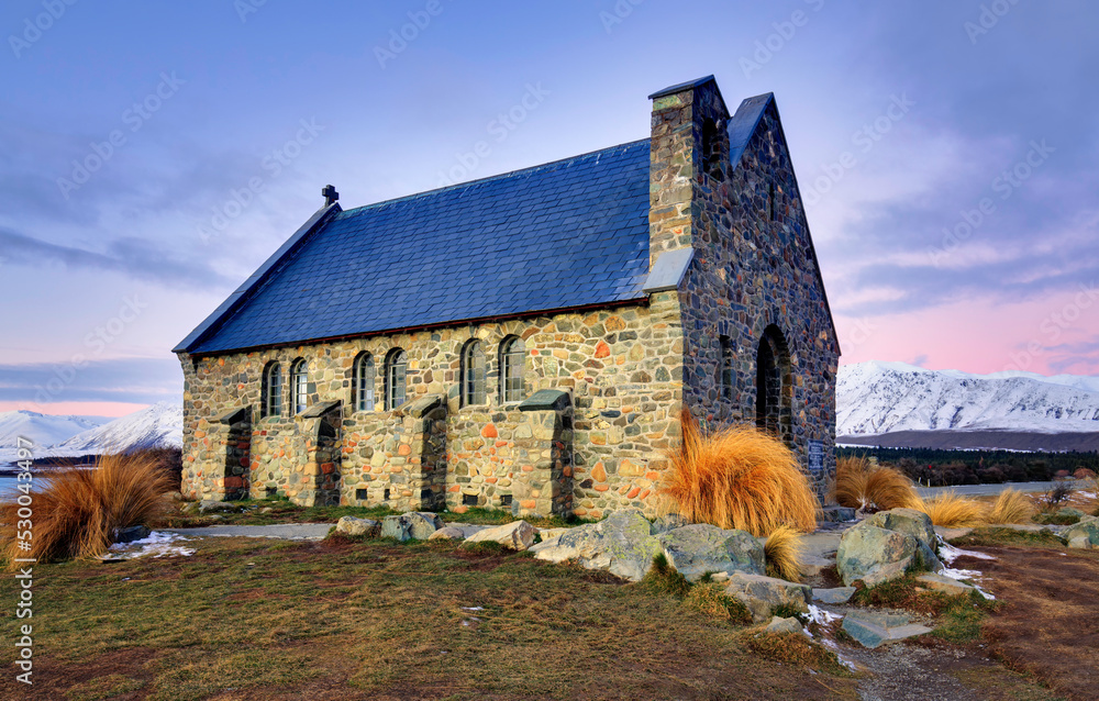 Fototapeta premium Tekapo Church of the Good Shephard in winter