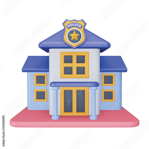 Police station 3d rendering isometric icon.