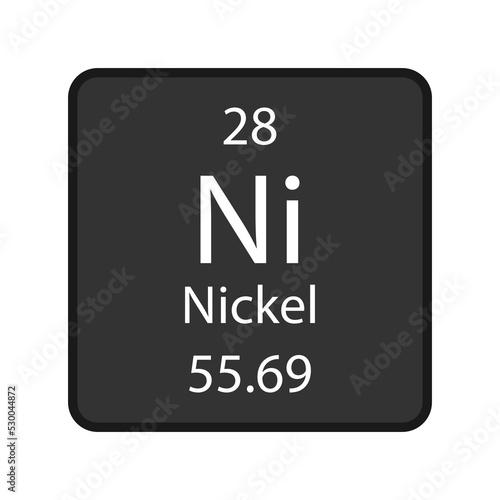 Nickel symbol. Chemical element of the periodic table. Vector illustration.