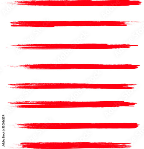 Red brush stroke set isolated on background. Collection of trendy brush stroke vector for red ink paint, grunge backdrop, dirt banner, watercolor design and dirty texture. Brush stroke vector