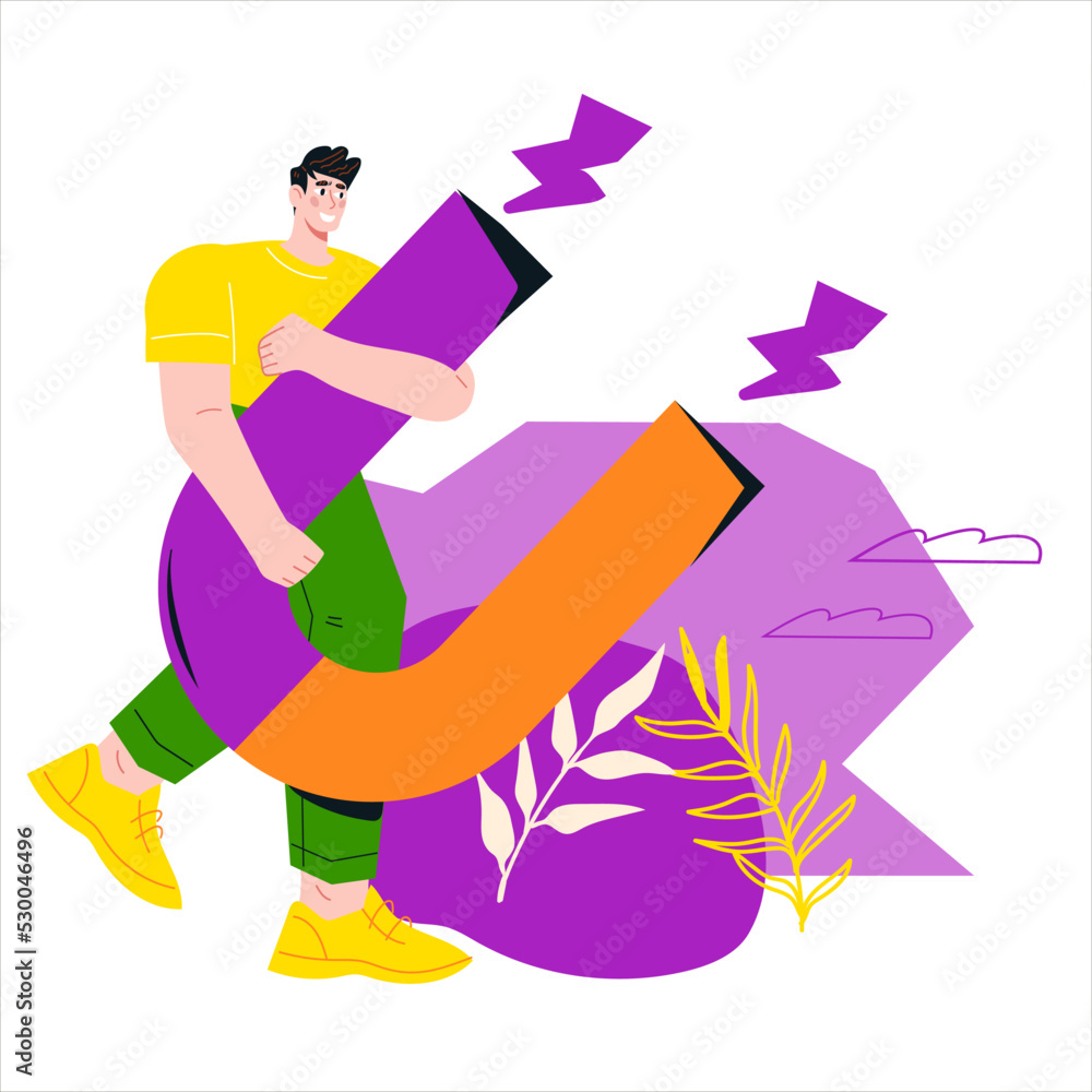 Fototapeta premium Engagement and inbound marketing concept, flat vector illustration isolated on white background. Internet marketing and smm strategy of clients attraction.