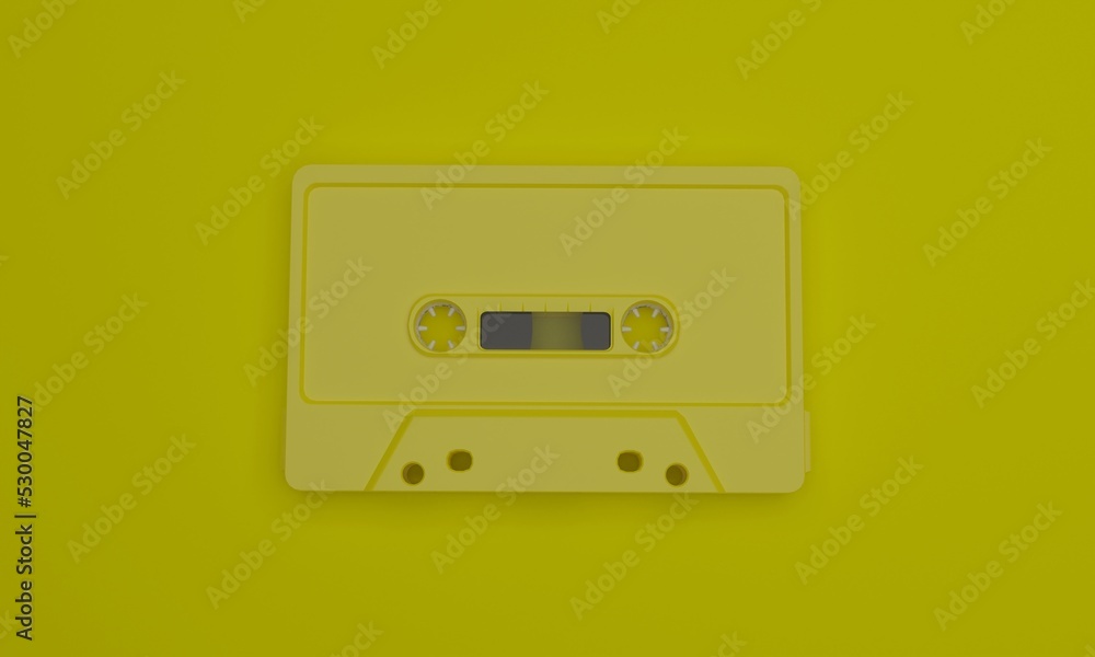 3d illustration , audio cassette image , yellow background, , 3d rendering 3d illustration , audio cassette image , yellow background, , 3d rendering