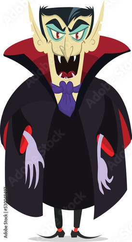 Cute cartoon vampire smiling. Vector illustration