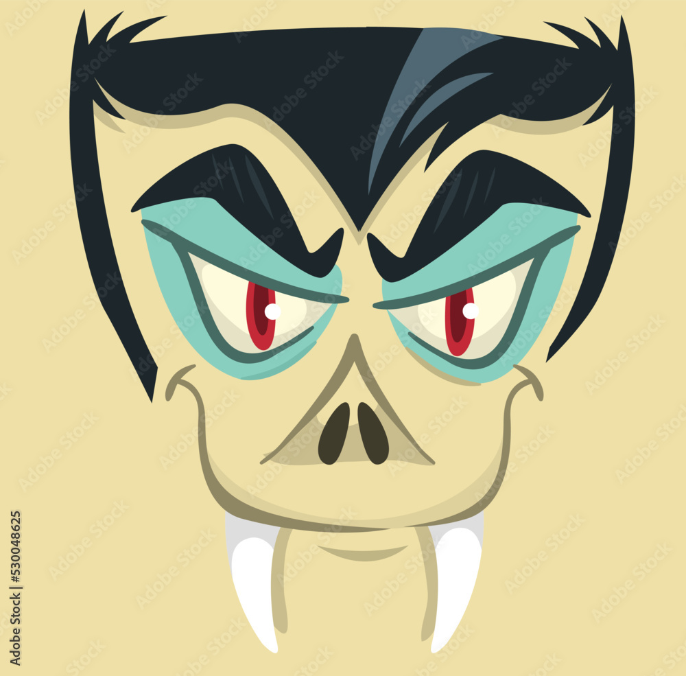 Cute cartoon vampire smiling. Vector illustration