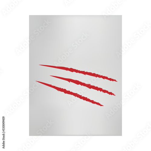 Gray canvas with three red bloody claw marks flat style