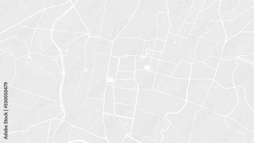 White and light grey Kathmandu city area vector background map, roads and water illustration. Widescreen proportion, digital flat design.