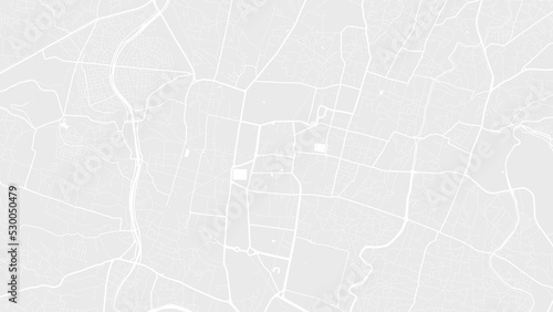 White and light grey Kathmandu city area vector background map, roads and water illustration. Widescreen proportion, digital flat design.