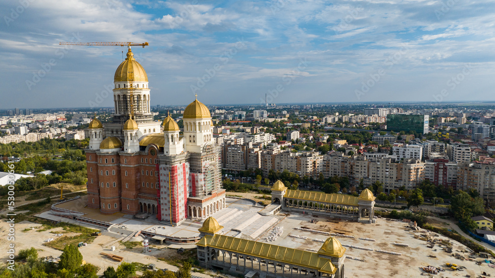 Obraz na płótnie Aerial view at Bucharest Orthodox Cathedral on an autumn day  w salonie