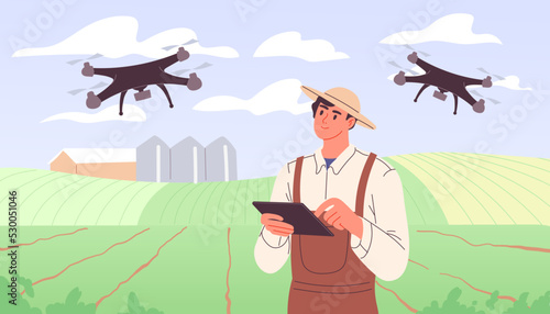 Farmer uses drone for agricultural purposes