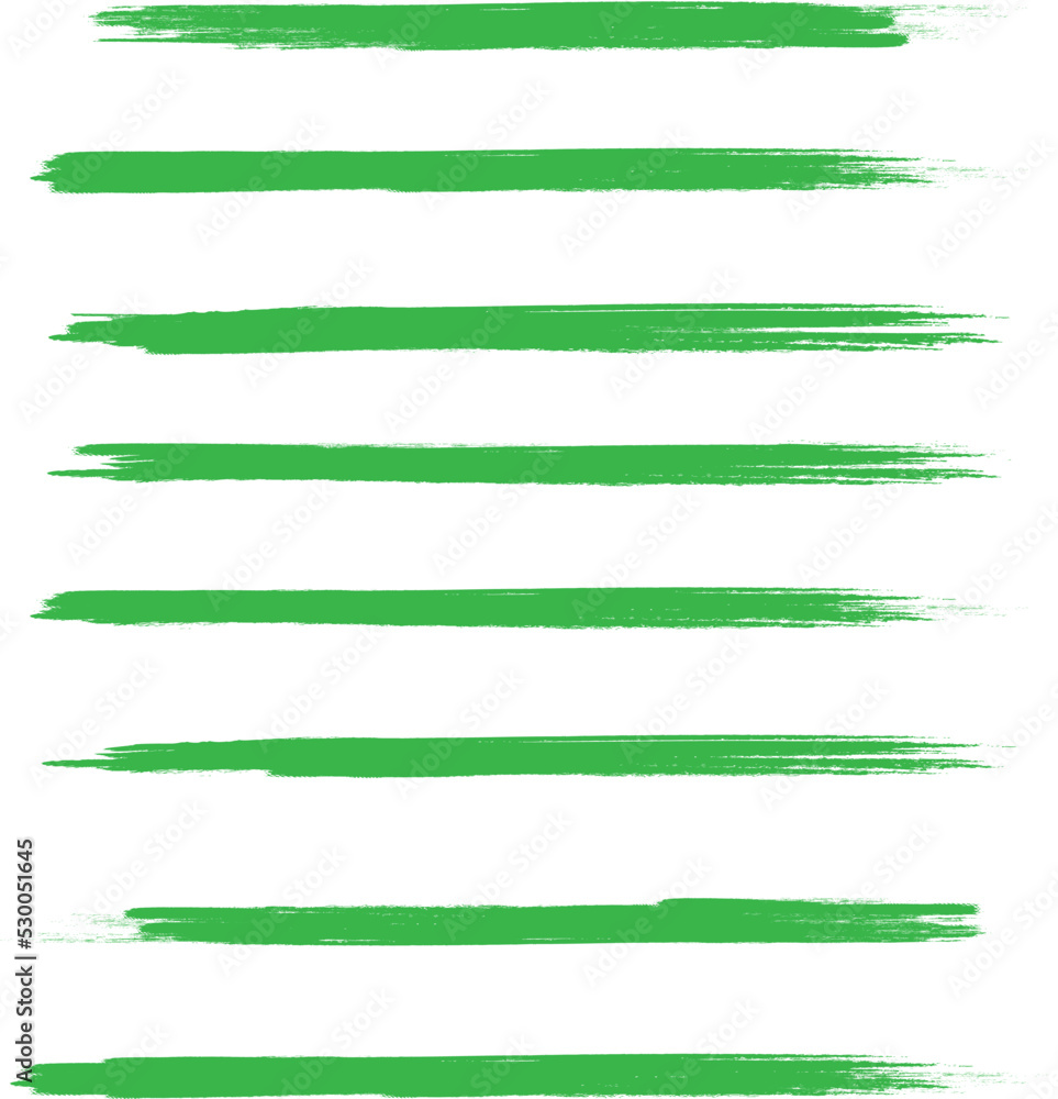 Obraz premium Green brush stroke set isolated on background. Collection of trendy brush stroke vector for green ink paint, grunge backdrop, dirt banner, watercolor design and dirty texture. Brush stroke vector
