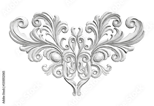 Polygonal model of a decorative ornament isolated on a white background. 3D. Vector illustration.