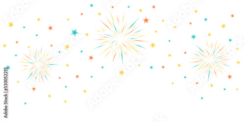 Fireworks bursting with retro colors