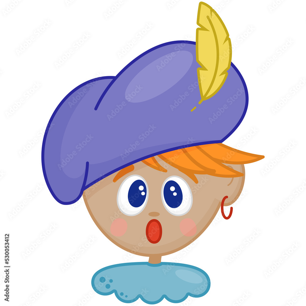 Surprised Piet boy with gifts, dutch Sinterklaas helper Surprised Piet boy with gifts, dutch Sinterklaas helper