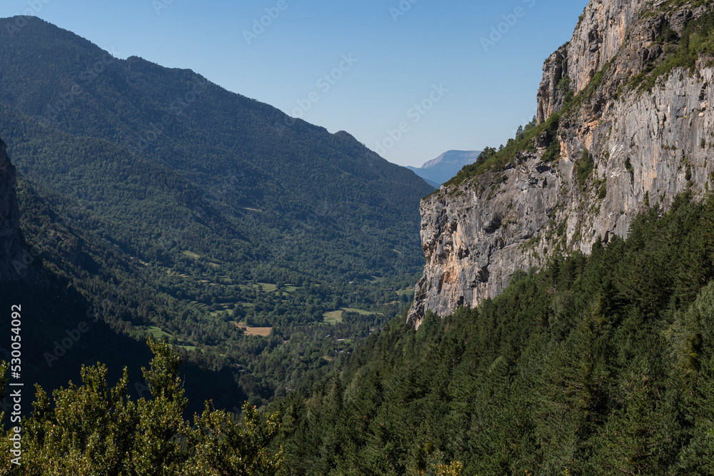 aragones valley in the pyrenees at the entrance of the national park of ordesa and monte perdido