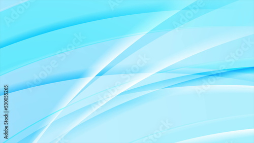 Cyan blue glossy wavy lines abstract background © saicle