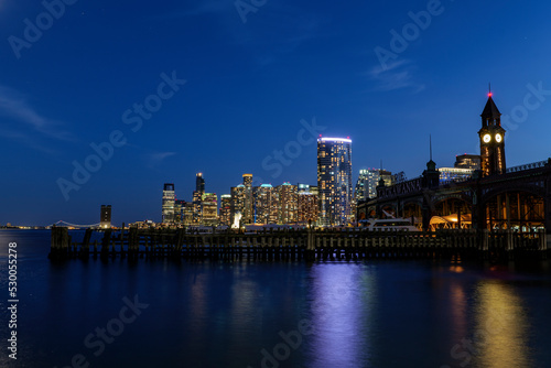 View of Hoboken, NJ Transit Terminal at night. High-quality photo